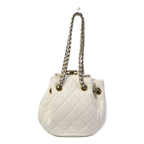 CHANEL 羊皮皮革Drawstring Bucket鏈帶肩背袋