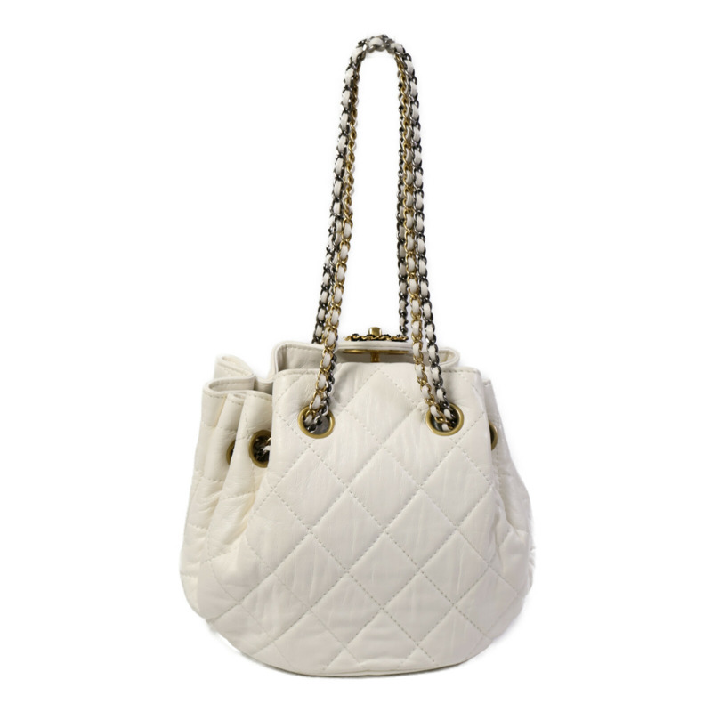 CHANEL 羊皮皮革Drawstring Bucket鏈帶肩背袋-1
