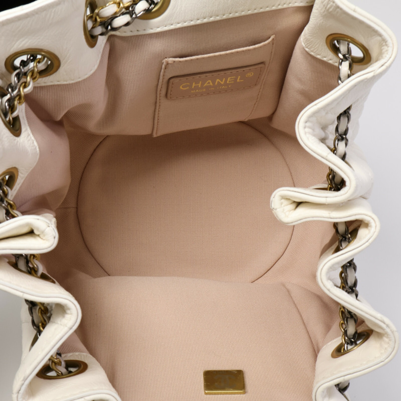 CHANEL 羊皮皮革Drawstring Bucket鏈帶肩背袋-4