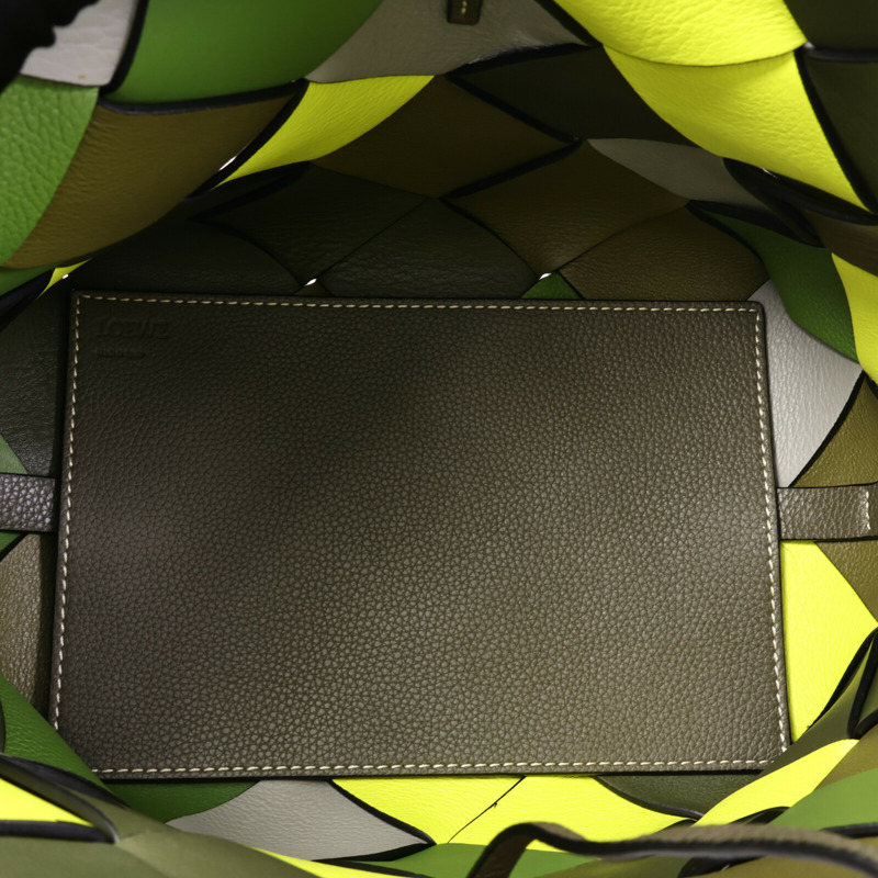LOEWE 牛皮皮革Woven Basket手挽肩背兩用袋-4