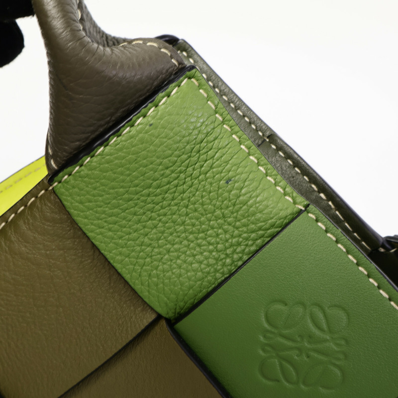 LOEWE 牛皮皮革Woven Basket手挽肩背兩用袋-15