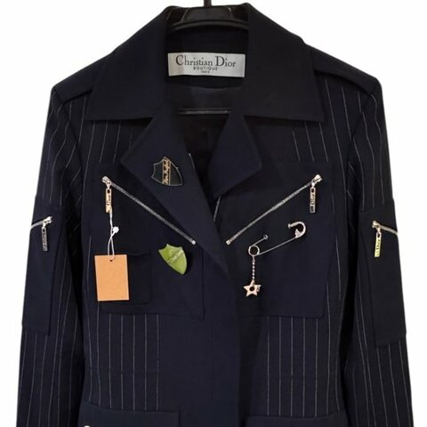 【美收精品】Christian Dior 深藍色條紋西裝外套 5-406【隔月月中將轉賣至日本 上架期限30天】