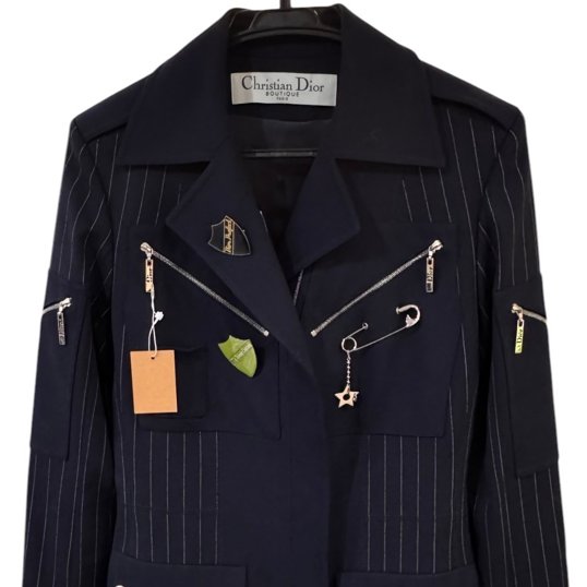 【美收精品】Christian Dior 深藍色條紋西裝外套 5-406【隔月月中將轉賣至日本 上架期限30天】-0