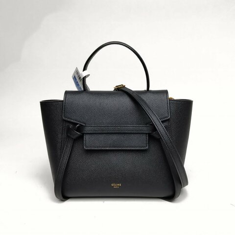 CELINE Belt鯰魚包Nano20黑色牛皮金扣肩背包