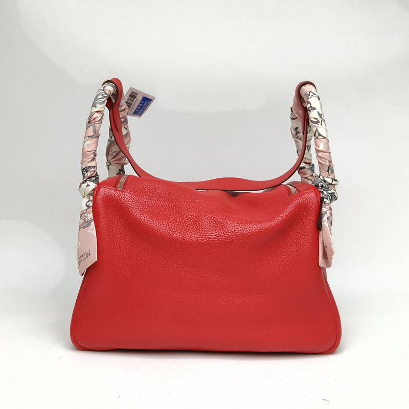 HERMES Lindy34國旗紅TC皮框Q銀扣肩背包-2