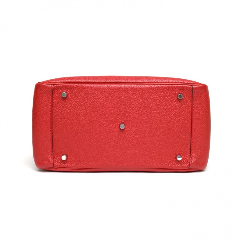 HERMES Lindy34國旗紅TC皮框Q銀扣肩背包-4