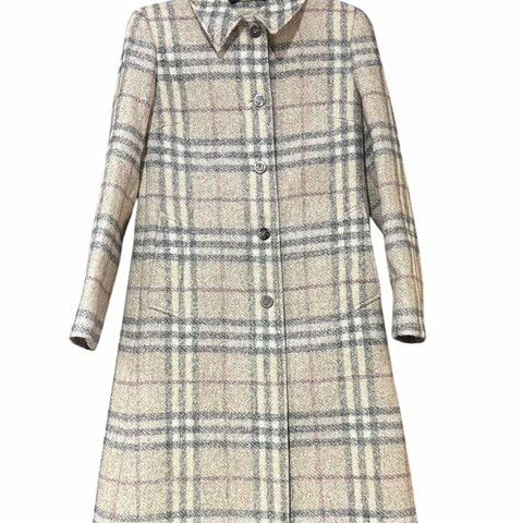 【美收精品】Burberry 米色格紋大衣 5-513【隔月月中將轉賣至日本 上架期限30天】