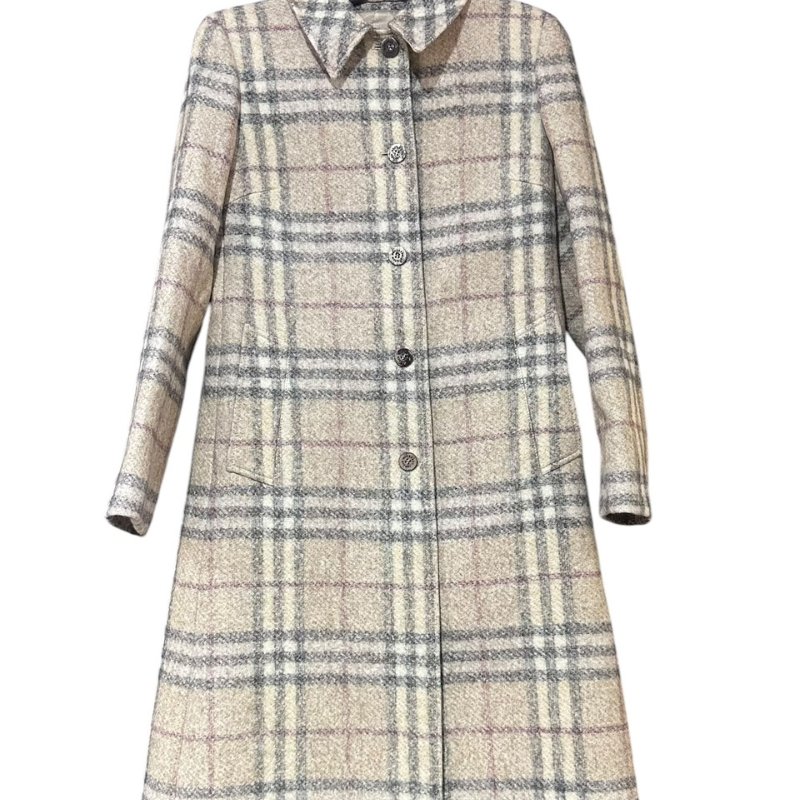 【美收精品】Burberry 米色格紋大衣 5-513【隔月月中將轉賣至日本 上架期限30天】-0