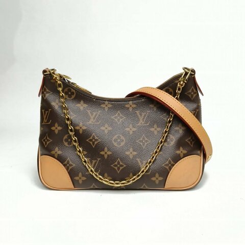 LOUIS VUITTON BOULOGNE牛角包可拆卸肩帶老花PVC晶片肩背包