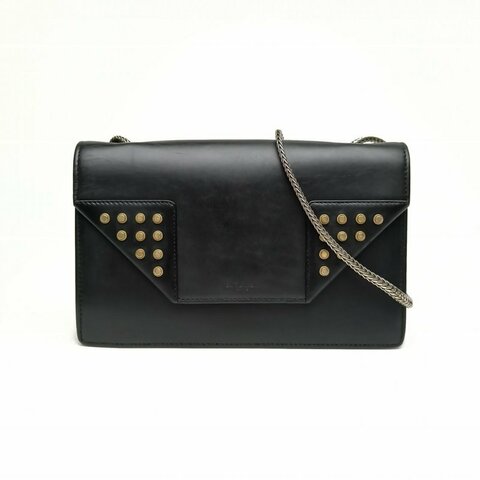 SAINT LAURENT 黑色牛皮betty鉚釘信封包肩背包