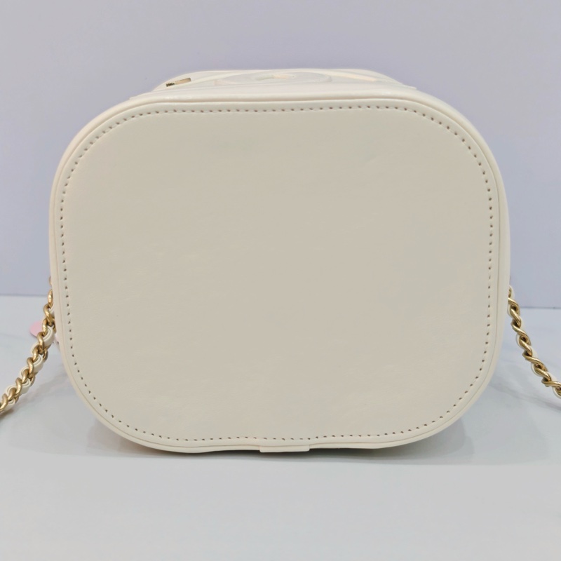 99新✨香奈兒/Chanel Vanity Case化妝盒包盒子包手提包斜挎包單肩包 白色 金扣-5