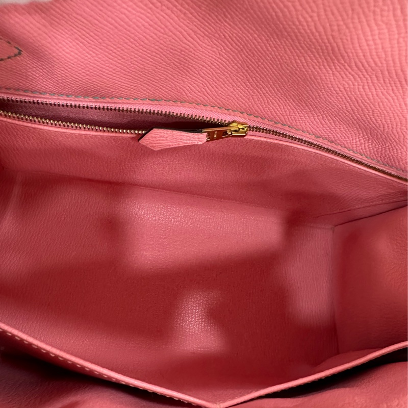 Hermes 愛馬仕 kelly28 奶昔粉拼藍雙拼色 epsom皮 金扣 X刻-8