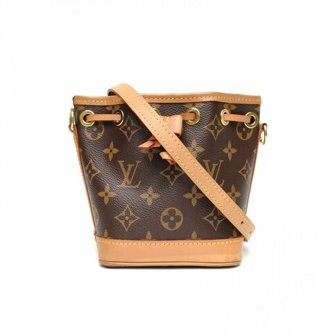 LOUIS VUITTON NOÉ水桶包Nano13老花PVC金扣晶片肩背包