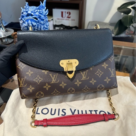 lv/路易威登 老花黑色拼皮Pallas系列chain傳奇 鏈條包 整體成色97新