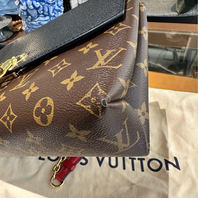 lv/路易威登 老花黑色拼皮Pallas系列chain傳奇 鏈條包 整體成色97新-5