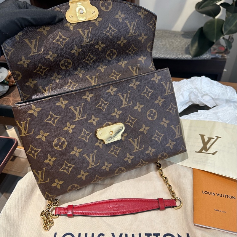lv/路易威登 老花黑色拼皮Pallas系列chain傳奇 鏈條包 整體成色97新-7