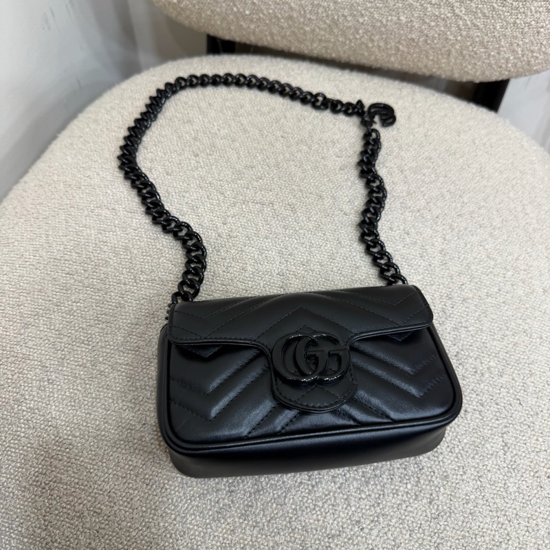 99新 Gucci黑色mini馬蒙 新款內里 陶瓷鏈-1