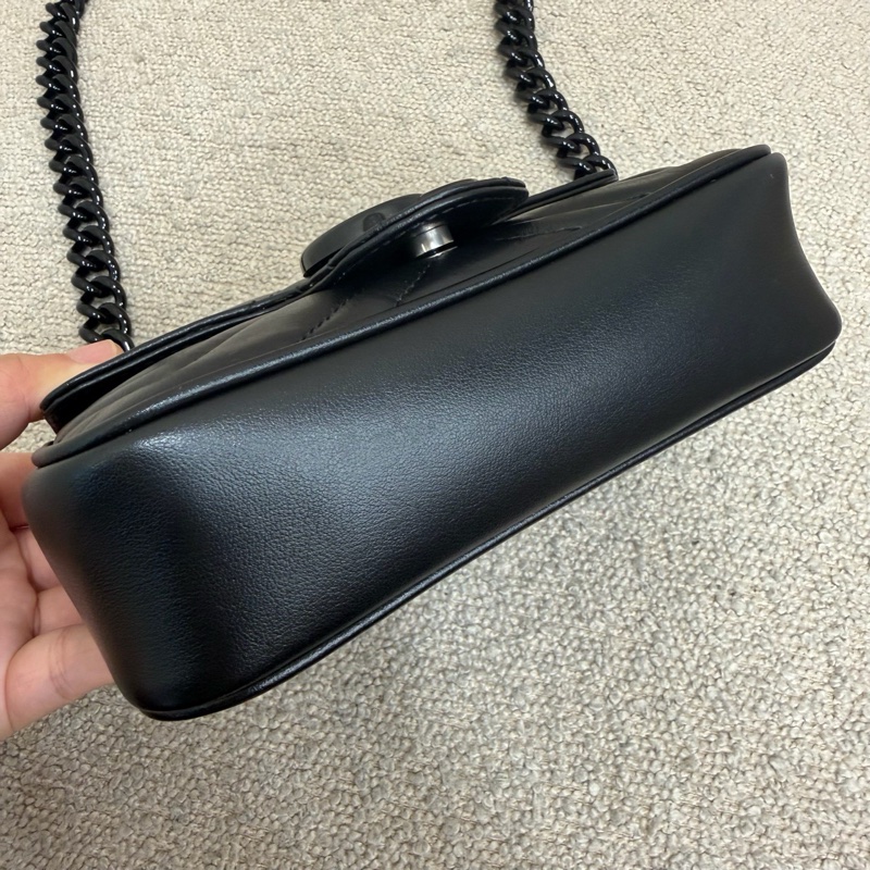 99新 Gucci黑色mini馬蒙 新款內里 陶瓷鏈-3