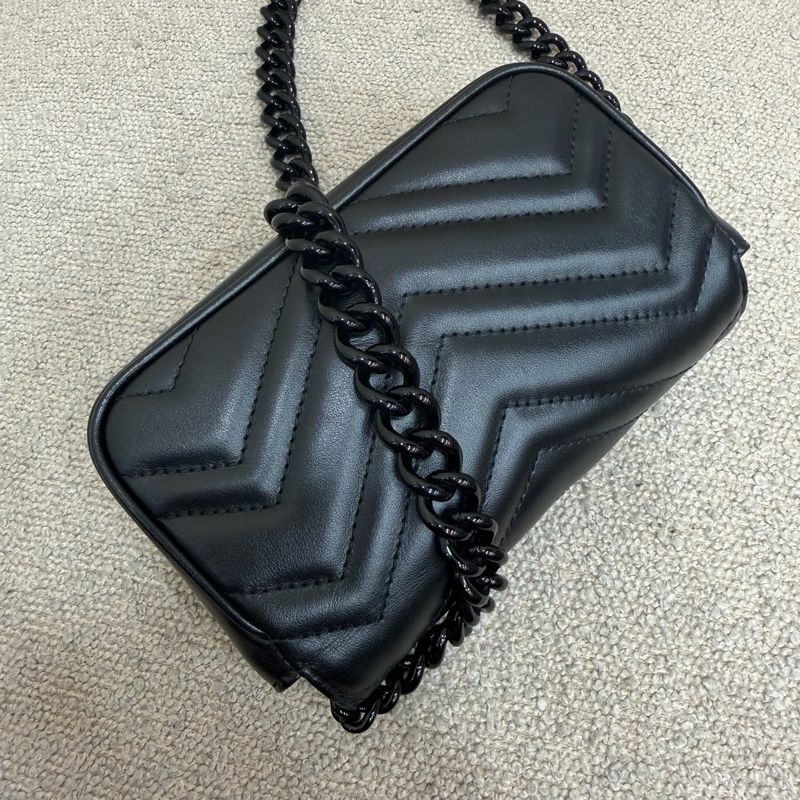99新 Gucci黑色mini馬蒙 新款內里 陶瓷鏈-4