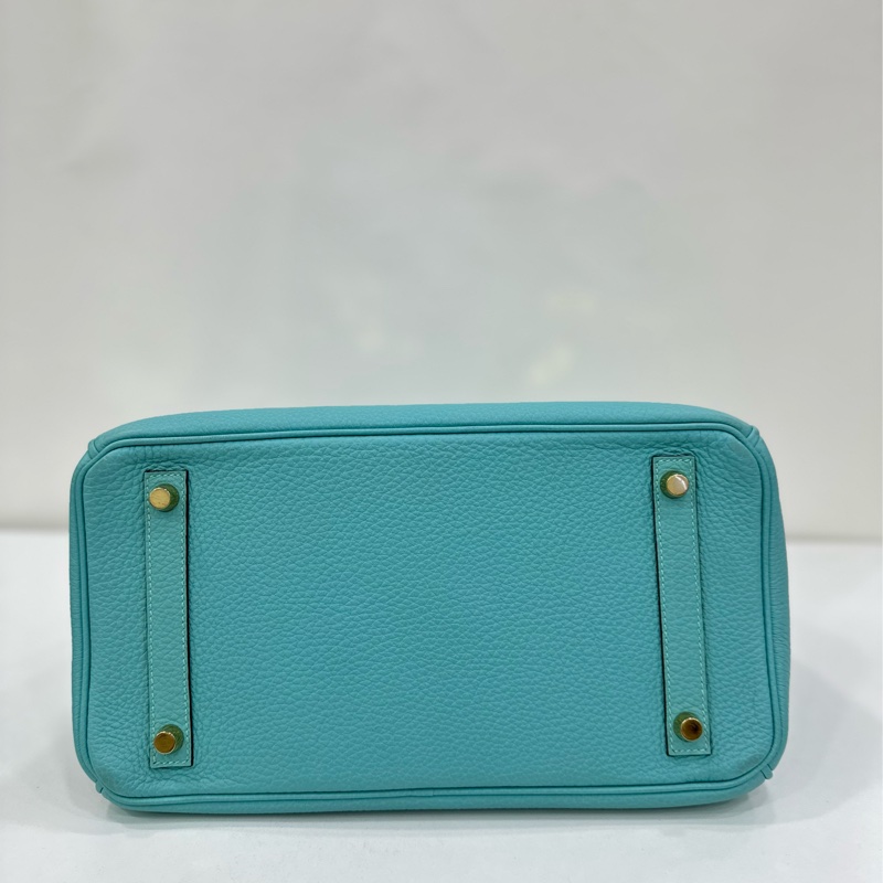 HERMES 愛馬仕 Birkin30 3P馬卡龍藍 金扣 togo皮 T刻-7