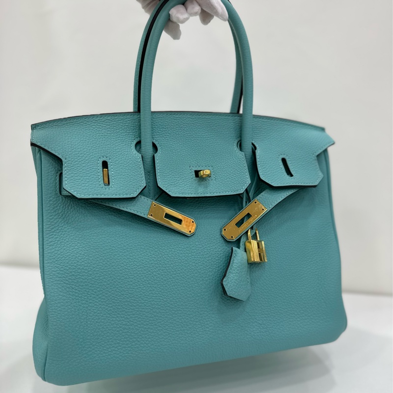 HERMES 愛馬仕 Birkin30 3P馬卡龍藍 金扣 togo皮 T刻-8