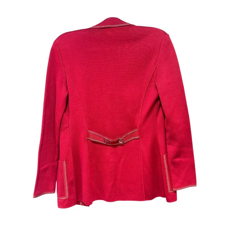 【美收精品】Ferragamo 棉質Logo鈕扣縫線針織紅色外套 5-506【隔月月中將轉賣至日本 上架期限30天】-2
