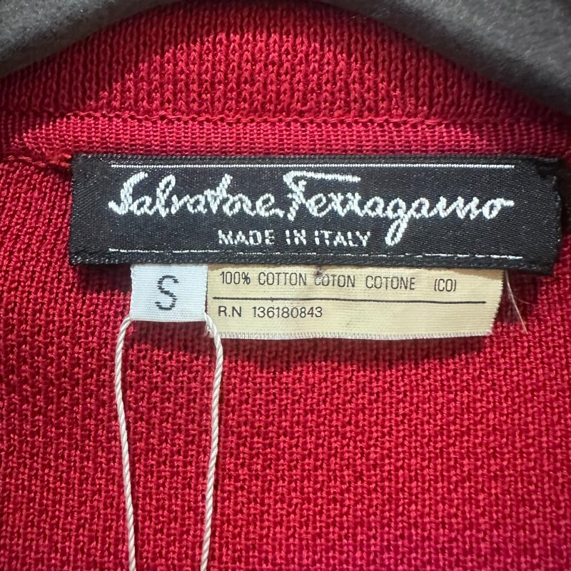 【美收精品】Ferragamo 棉質Logo鈕扣縫線針織紅色外套 5-506【隔月月中將轉賣至日本 上架期限30天】-3