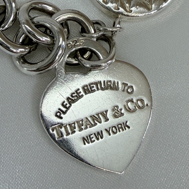 Tiffany &Co. 925純銀愛心吊牌T釦RTT手鍊19公分-5