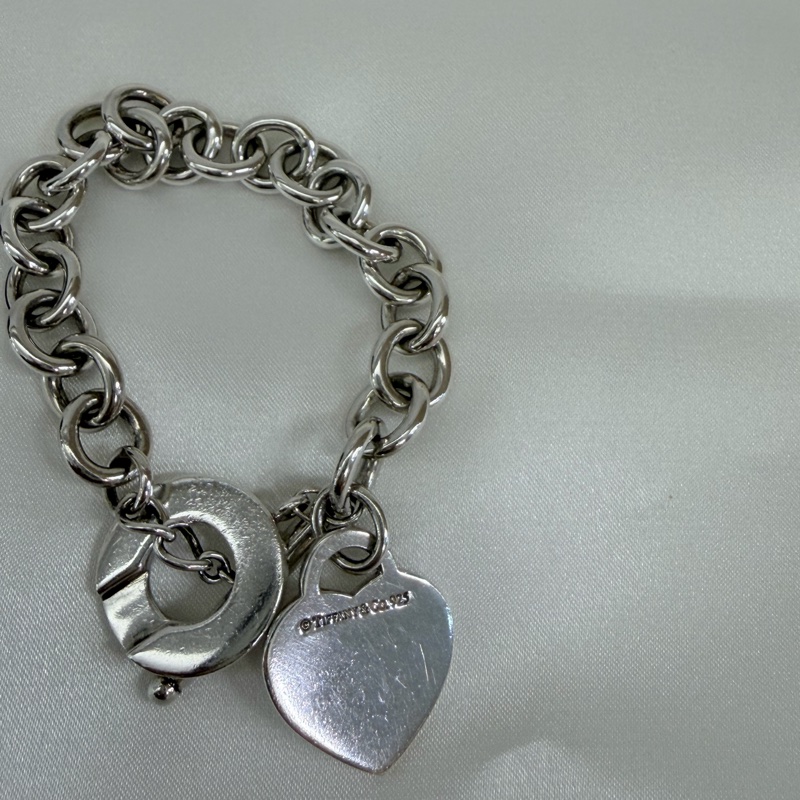 Tiffany &Co. 925純銀愛心吊牌T釦RTT手鍊19公分-8