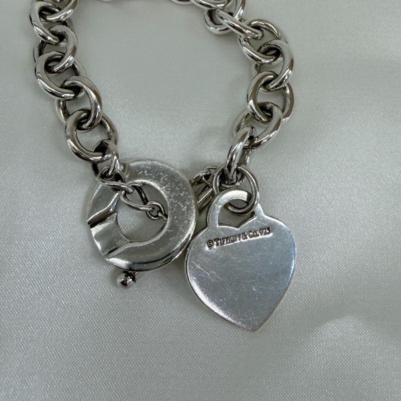 Tiffany &Co. 925純銀愛心吊牌T釦RTT手鍊19公分-10