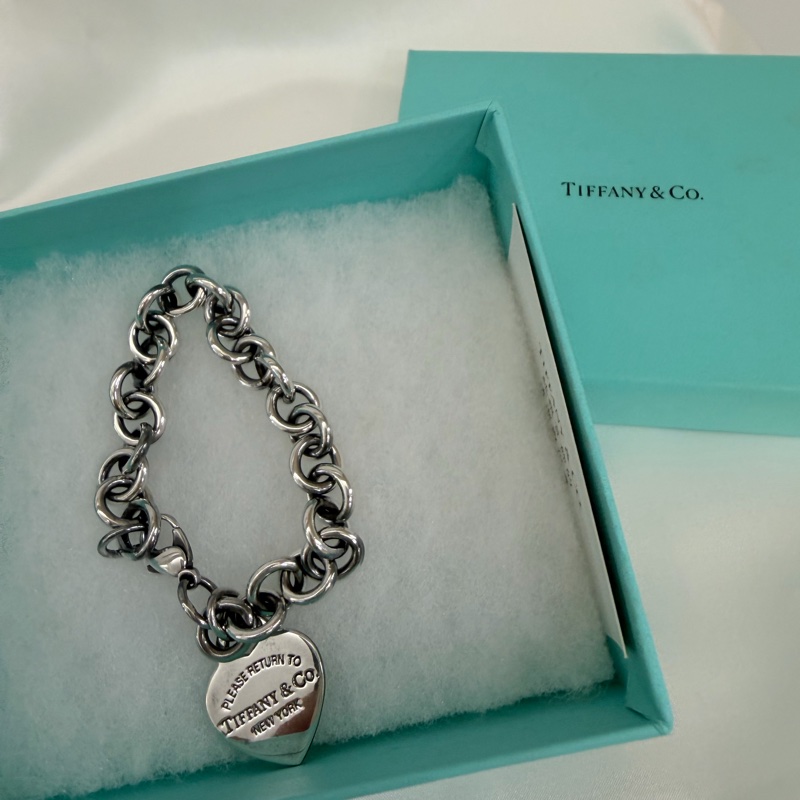 Tiffany &Co. 925純銀愛心牌RTT手鍊-0