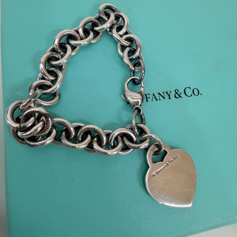 Tiffany &Co. 925純銀愛心牌RTT手鍊-9