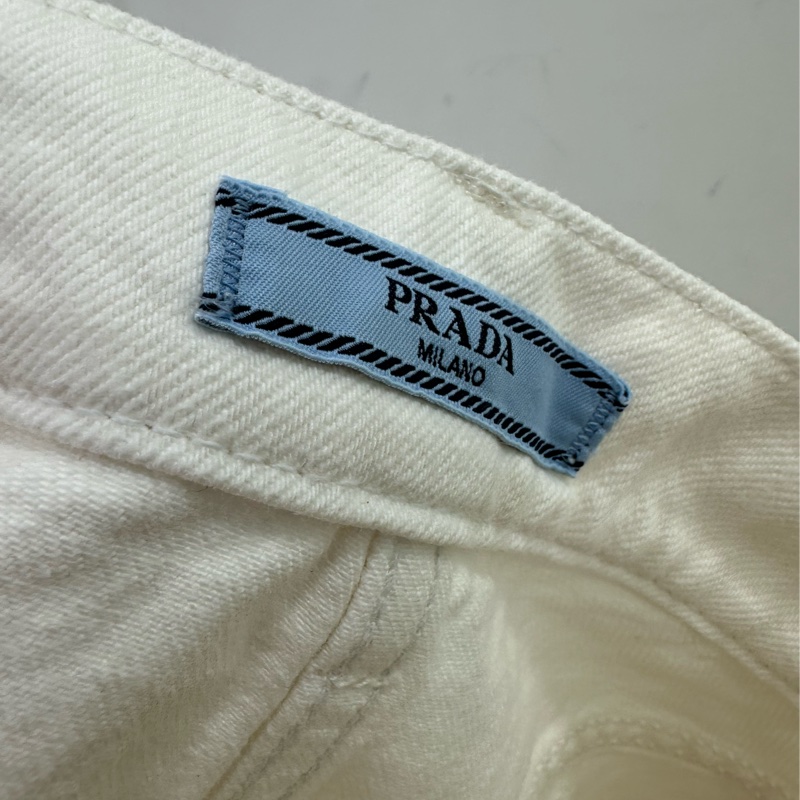 Prada/Prada 背後三角標純色牛仔短裙 36碼-4