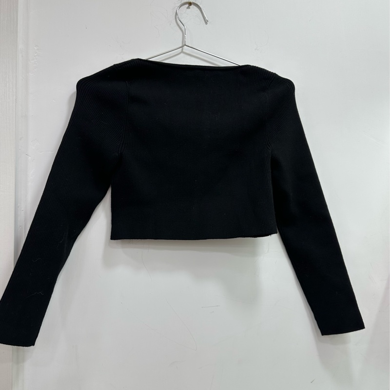 Celine/賽琳 黑色凱旋門logo短版針織衫 M碼-1