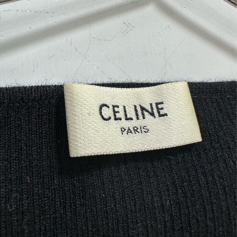 Celine/賽琳 黑色凱旋門logo短版針織衫 M碼-2