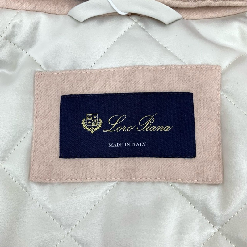 Loro Piana 粉色山羊绒连帽毛领长袖大衣外套 42码-4