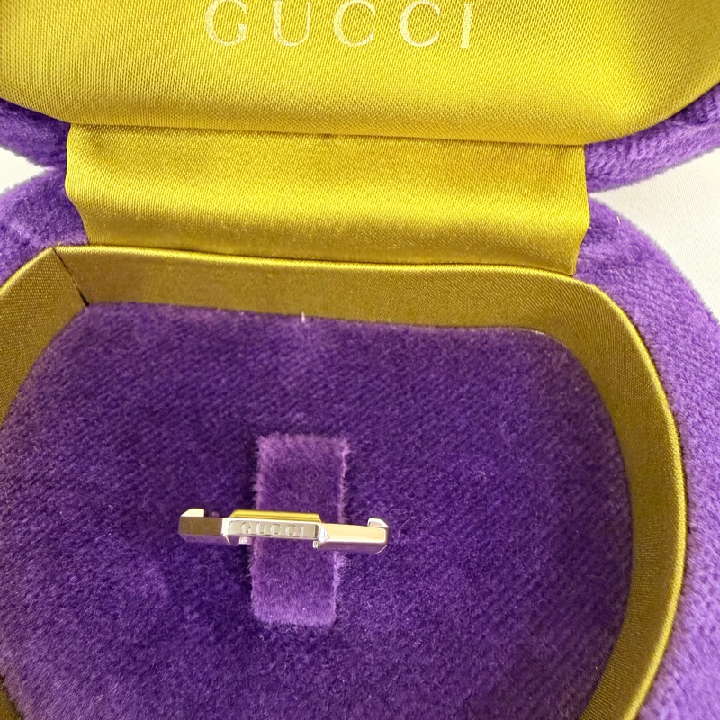 Gucci 750白K金 Link to Love鏡面戒指10號-4