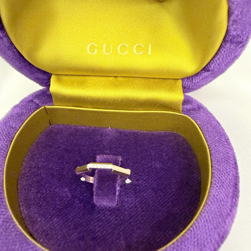 Gucci 750白K金 Link to Love鏡面戒指10號-5
