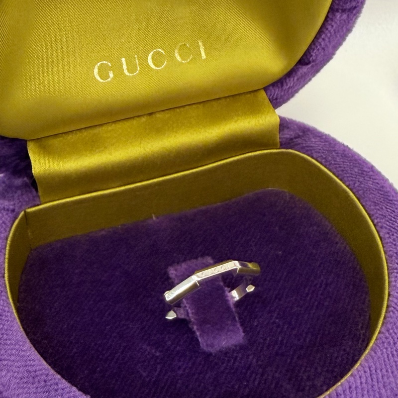 Gucci 750白K金 Link to Love鏡面戒指10號-6
