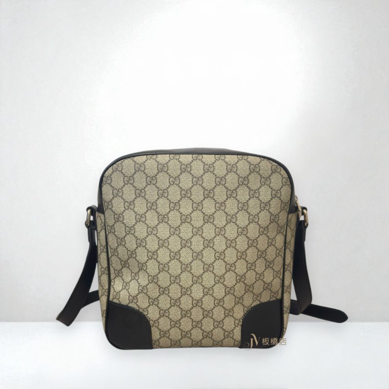 JS1404-GUCCI側背包黑牛皮拚PVC LOGO387511-3