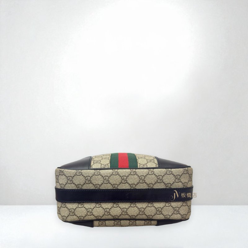 JS1404-GUCCI側背包黑牛皮拚PVC LOGO387511-4