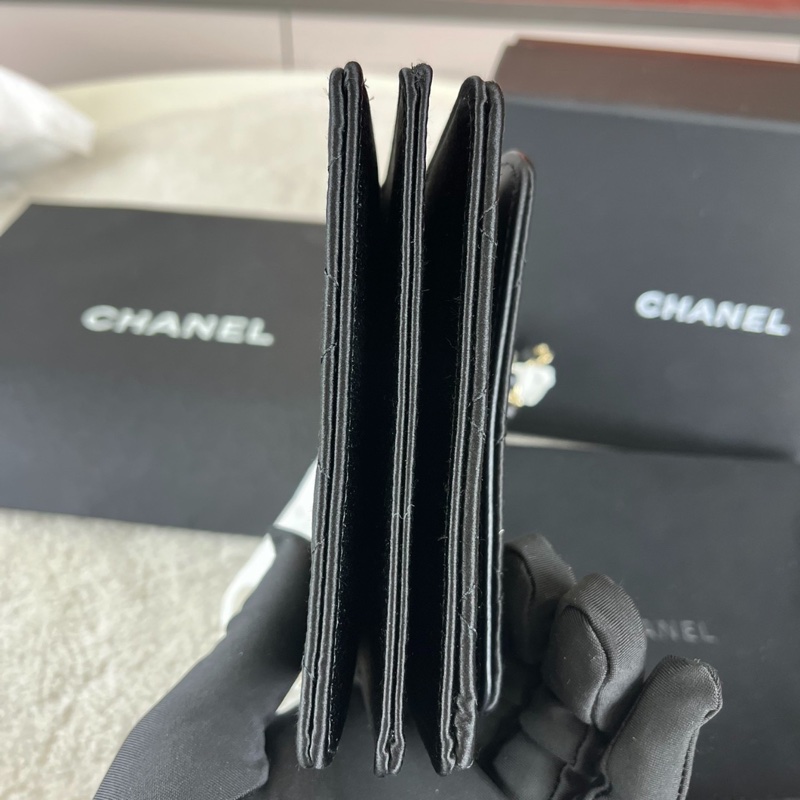 【全新大全套✨罕見款式❤️】Chanel香奈兒 山茶花蝴蝶結鏈條包 黑色緞面mini woc-6