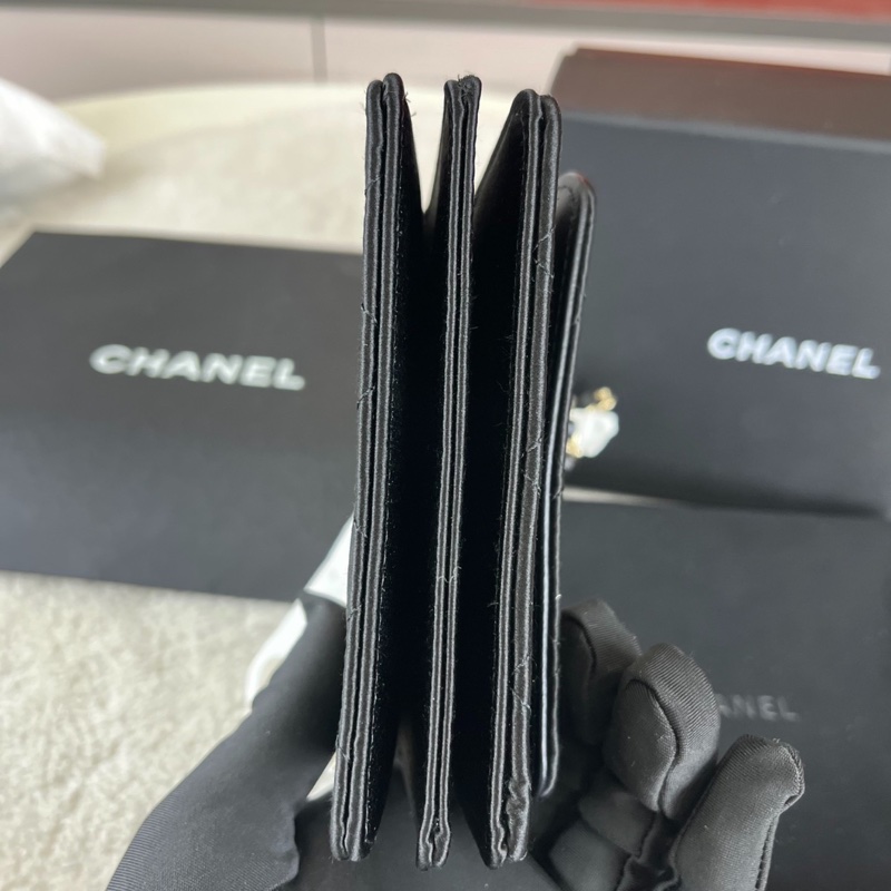 【全新大全套✨罕見款式❤️】Chanel香奈兒 山茶花蝴蝶結鏈條包 黑色緞面mini woc-7