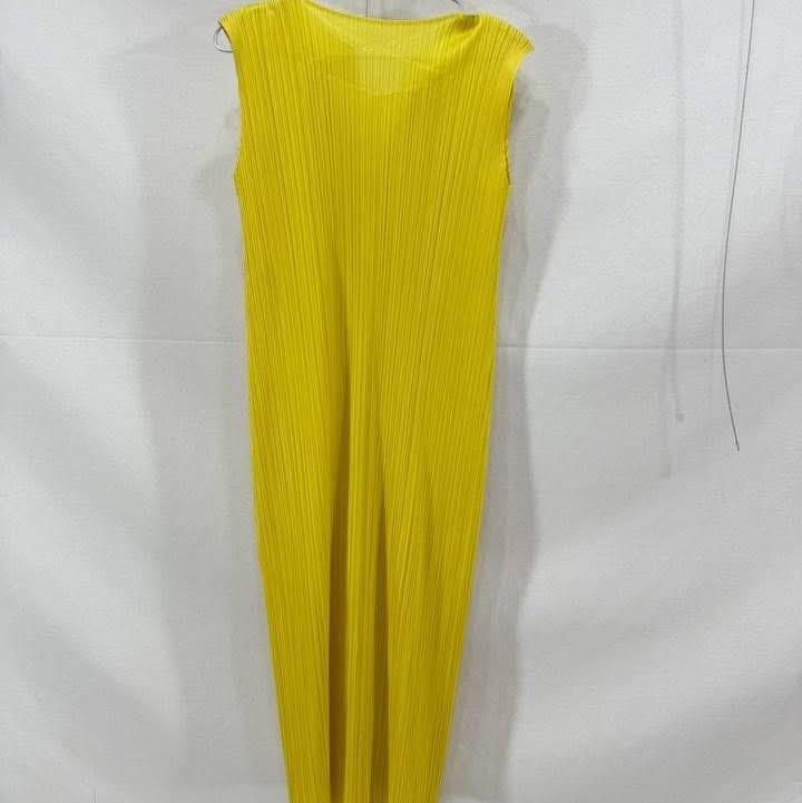 三宅一生ISSEY MIYAKE PLEATS PLEASE夏日檸檬黃V領洋裝-6