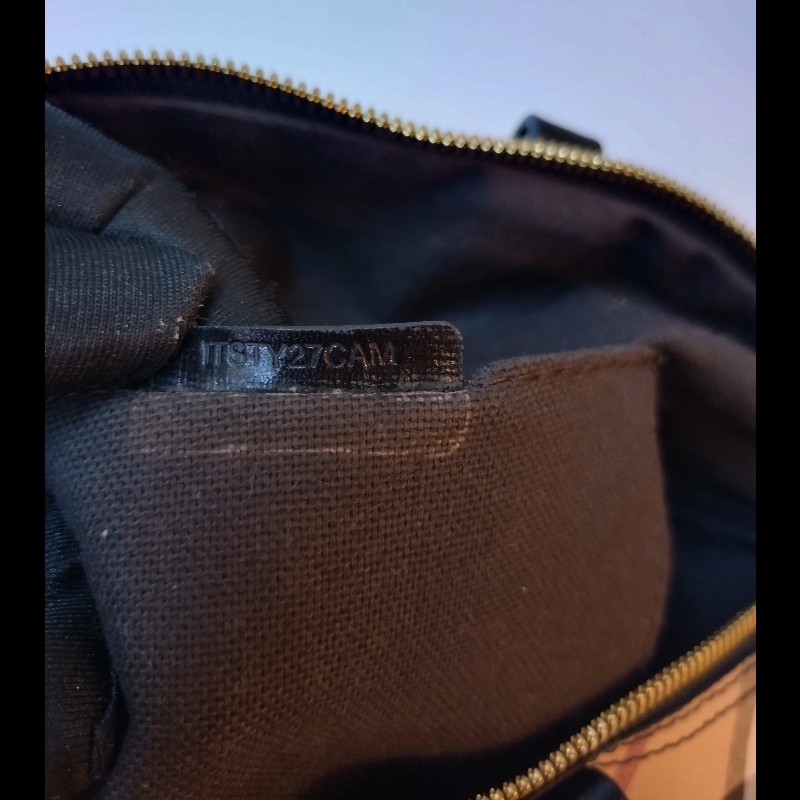 Burberry 黑把英系格紋PVC 扇形托特包-15