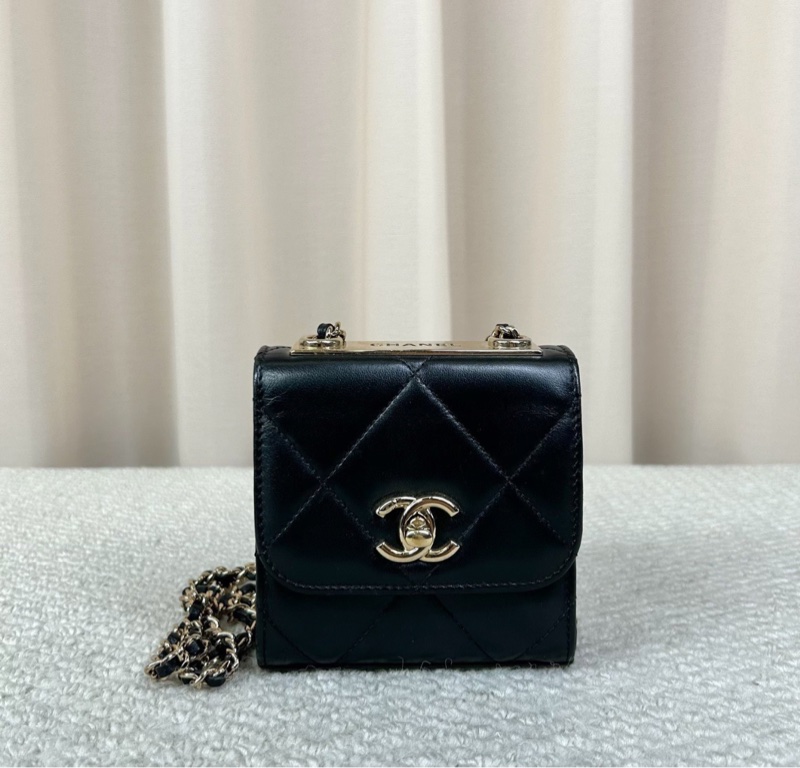 【可可愛愛😚小朋友也能背😆全網最低價✨】Chanel 香奈兒 trendy CC 黑金 mini 盒子包|單肩|斜背|小廢包-3