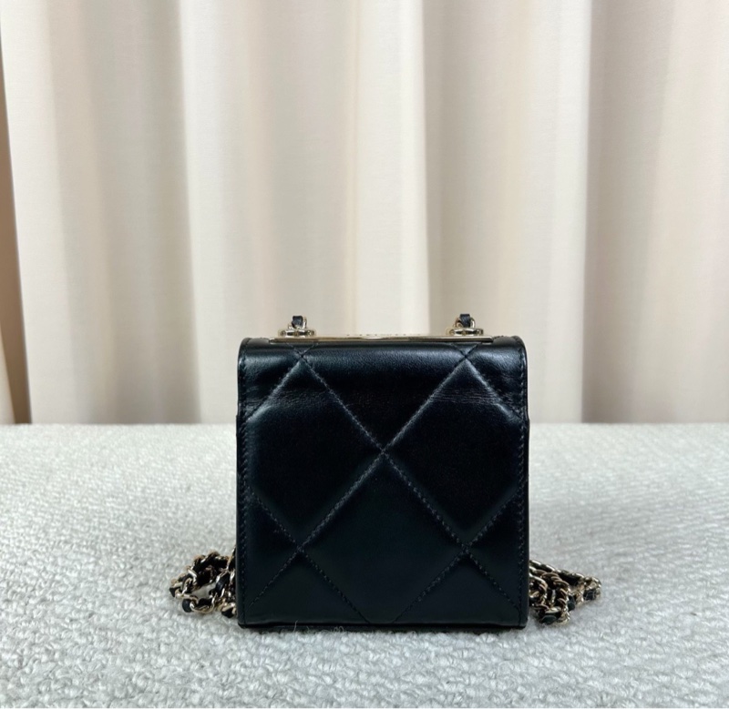 【可可愛愛😚小朋友也能背😆全網最低價✨】Chanel 香奈兒 trendy CC 黑金 mini 盒子包|單肩|斜背|小廢包-4