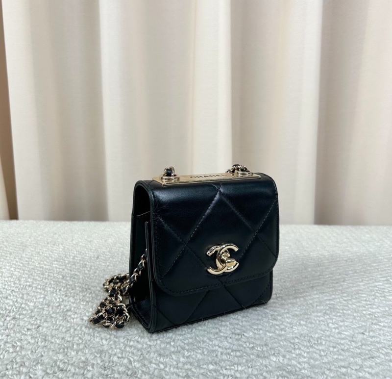 【可可愛愛😚小朋友也能背😆全網最低價✨】Chanel 香奈兒 trendy CC 黑金 mini 盒子包|單肩|斜背|小廢包-6
