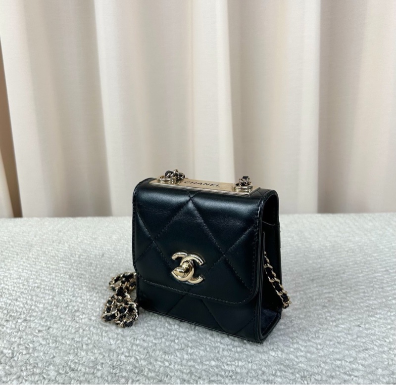 【可可愛愛😚小朋友也能背😆全網最低價✨】Chanel 香奈兒 trendy CC 黑金 mini 盒子包|單肩|斜背|小廢包-7