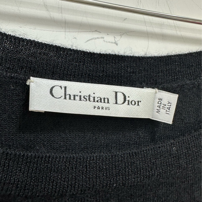 Dior 黑色圓領羊絨絲質打底衫 毛衣 40碼-2